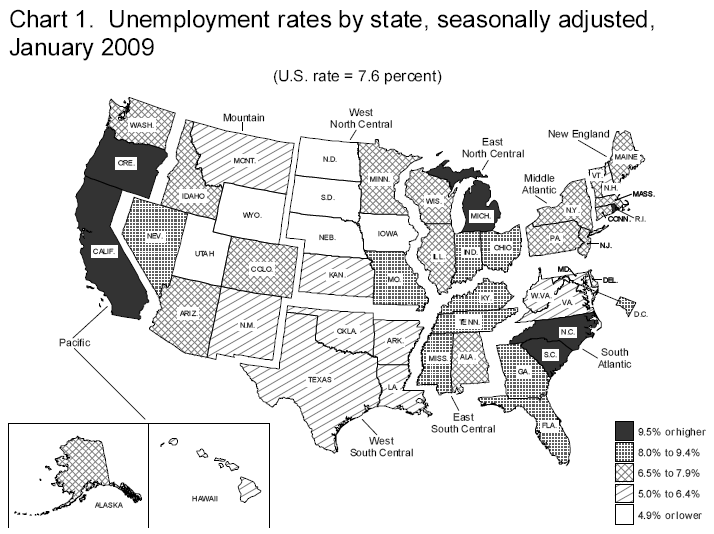 map of north american states. Visual: Unemployment Rate Map